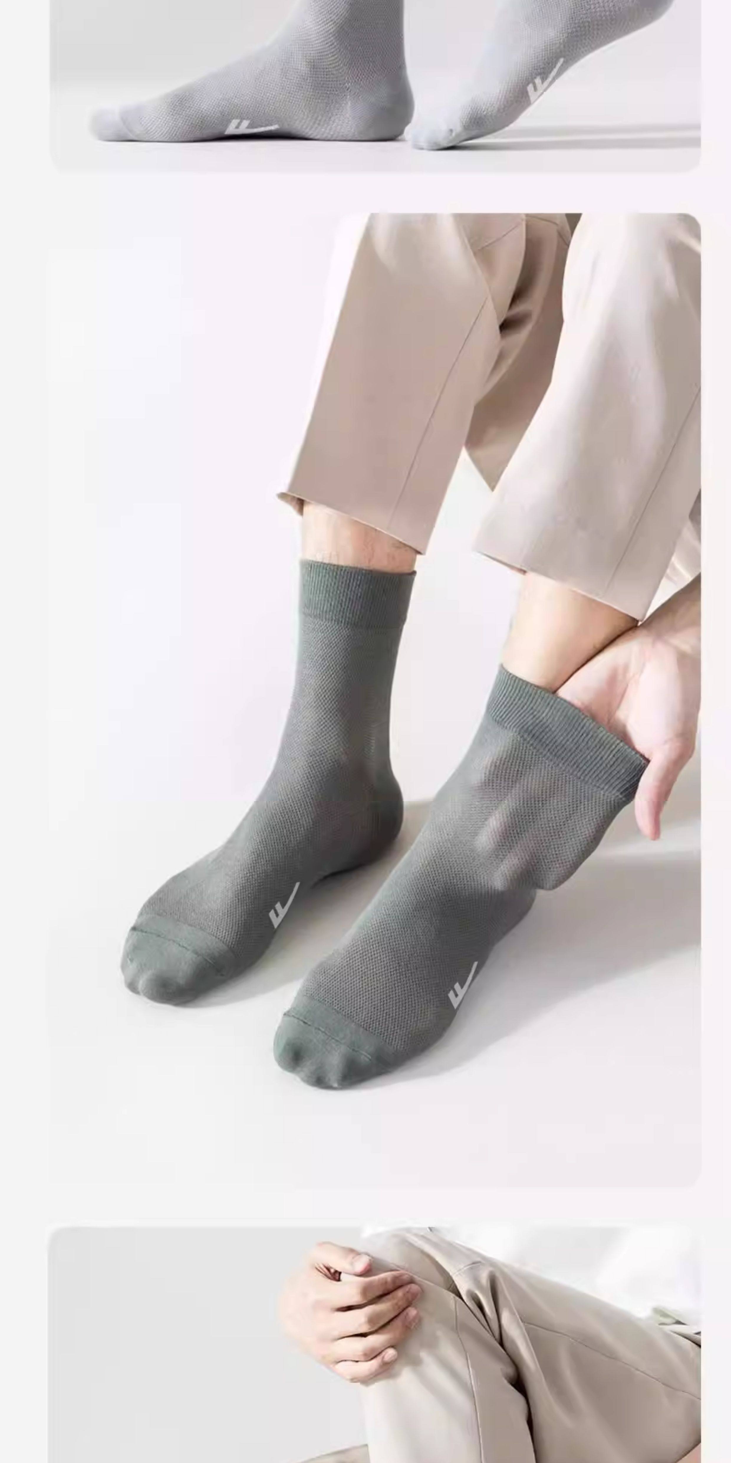 Warrior Men's Socks, Summer Thin Breathable Double-Sided Mesh Mid-Calf Socks, Xinjiang Cotton 7A Antibacterial Sweat-Absorbing Odor-Resistant Sports Socks 12