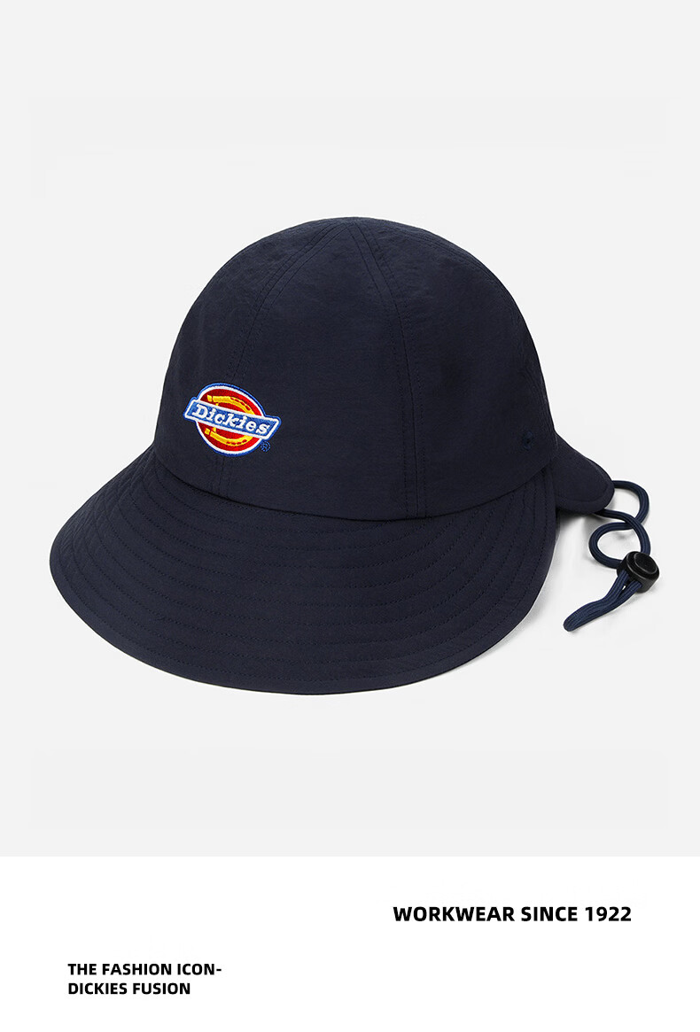 Dickies New Solid Color Double Brim Sunshade Fisherman Hat Unisex Couple Large Brim Breathable Sun Protection Hiking Cap Blue 11