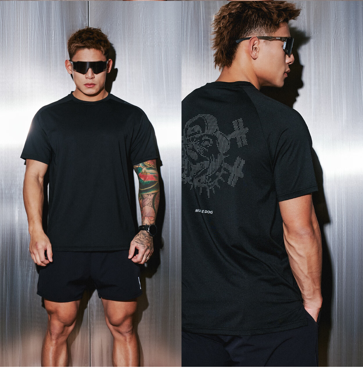 MUSCLE DOG Hidden Wings Men's Sports T-Shirt 2026 New Pixel Dog Head Training Short Sleeve Gym Top 32