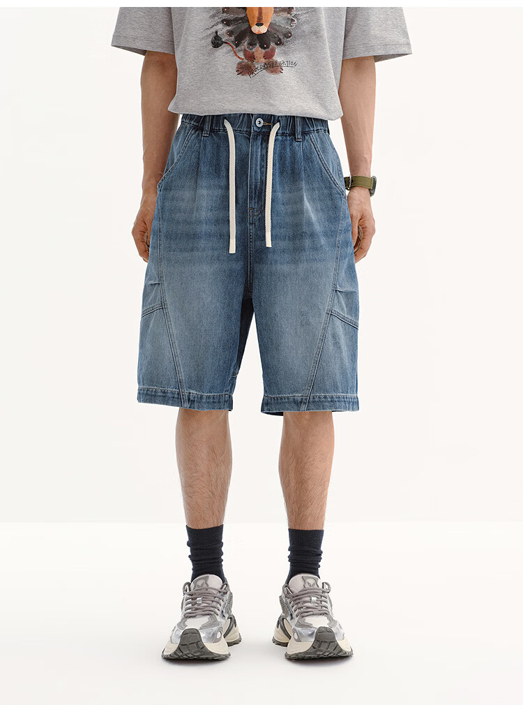 Semir Men's Summer Elastic Waist Denim Shorts 2026 with Drawstring Waist 103326122105 26