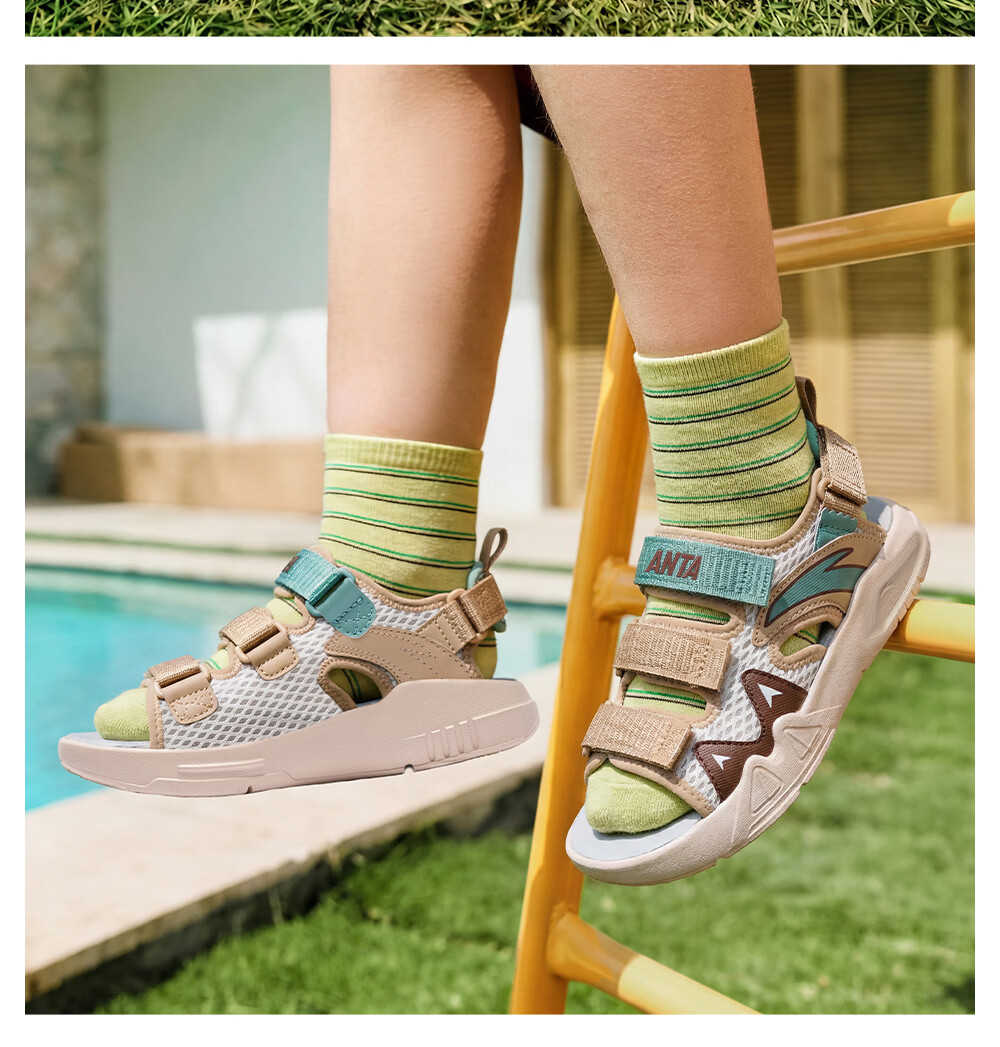 Anta Kids Girls Summer 2026 Breathable Non-Slip Lightweight Open-Toe Sandals A12629942 16