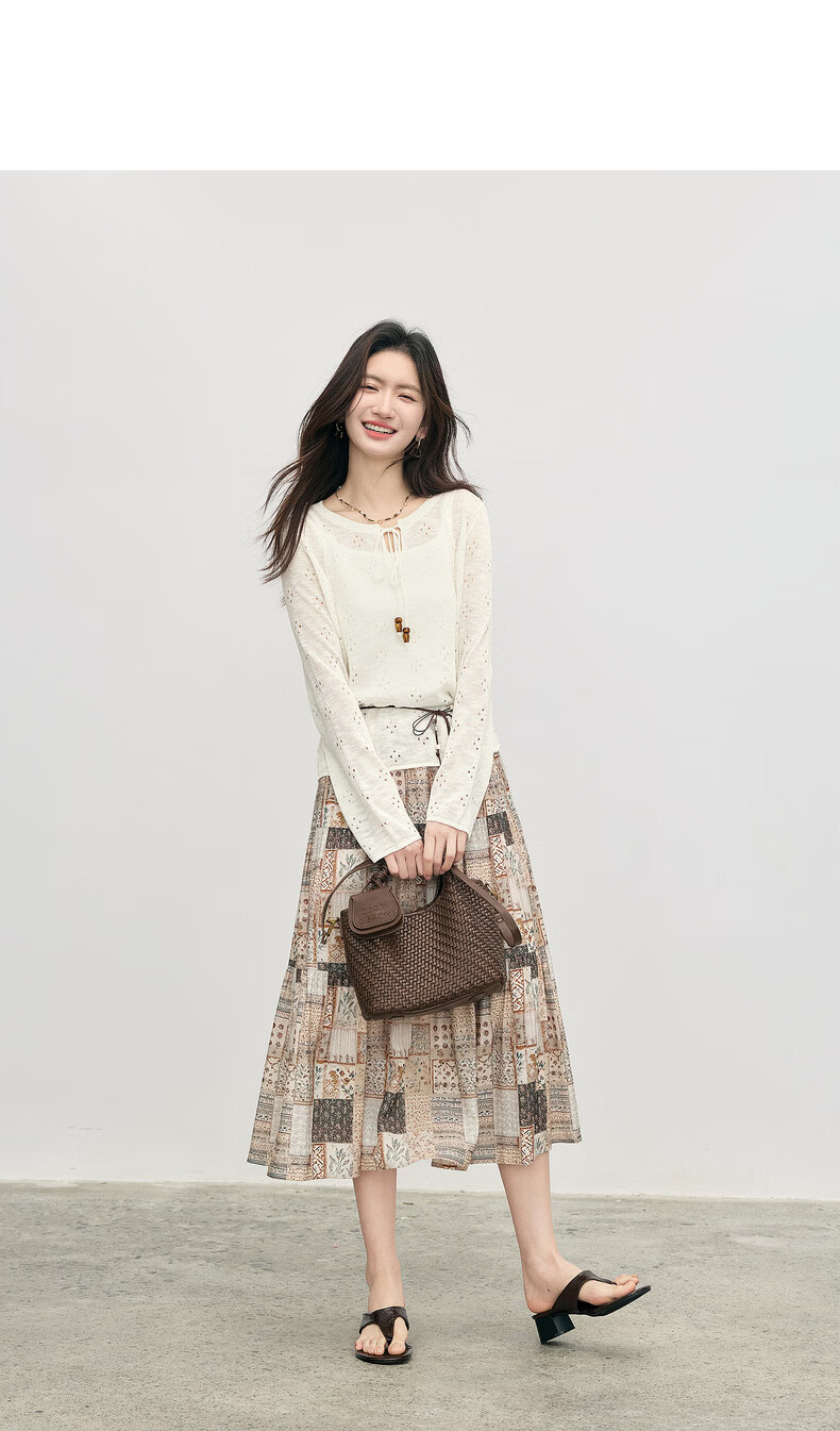 Sllsky Boshi Style Tencel Hollow Knit Summer 2026 New Loose Tie Round Neck Sun Protection Cover-up 18