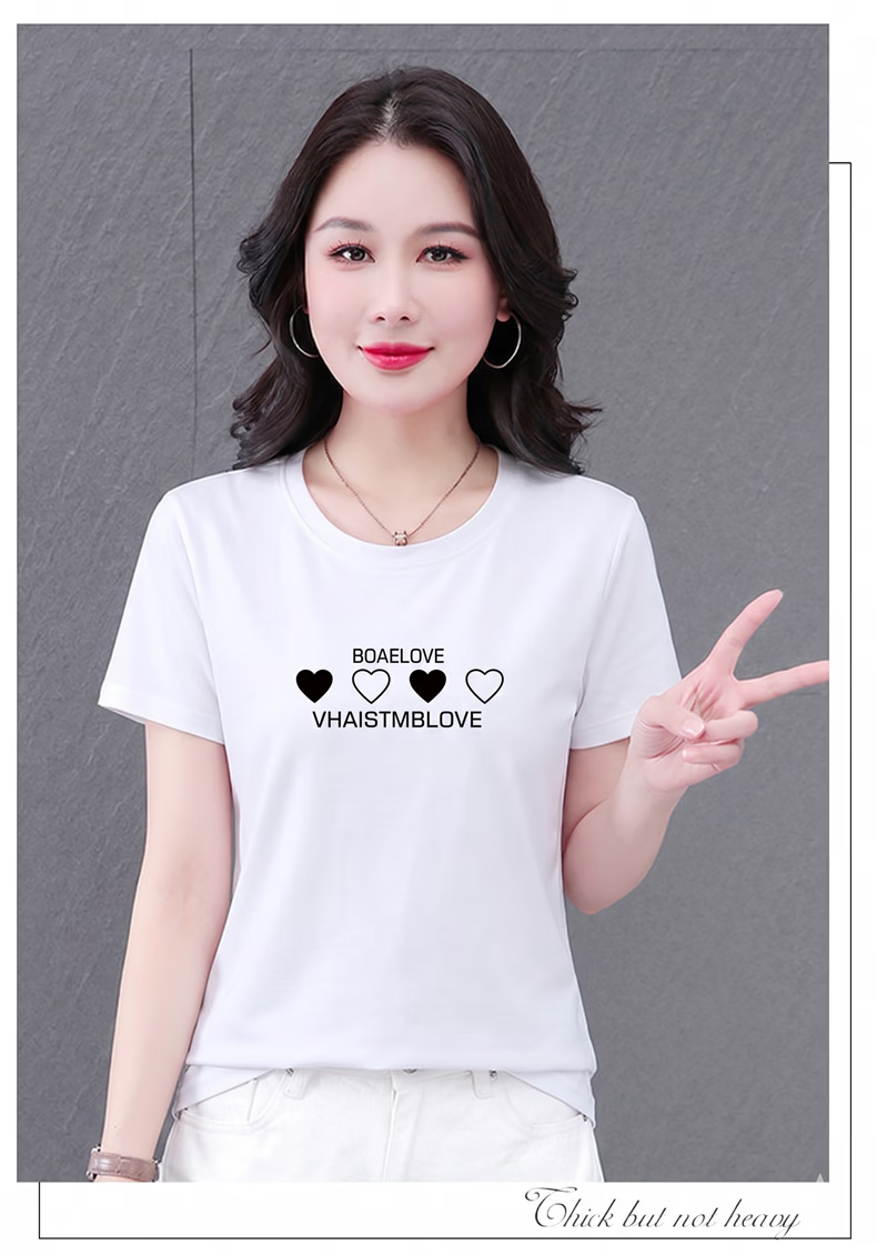 AEMAPE Good Cotton Short Sleeve T-Shirt Women Summer 2026 New Middle-aged Mom Mother's Day Casual Stylish Loose Fit Top 2
