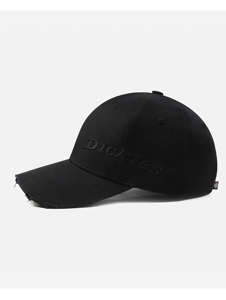 Dickies Distressed Hard Top Baseball Cap Unisex Long Brim Sun Protection Deep Fit Duckbill Hat Black 8