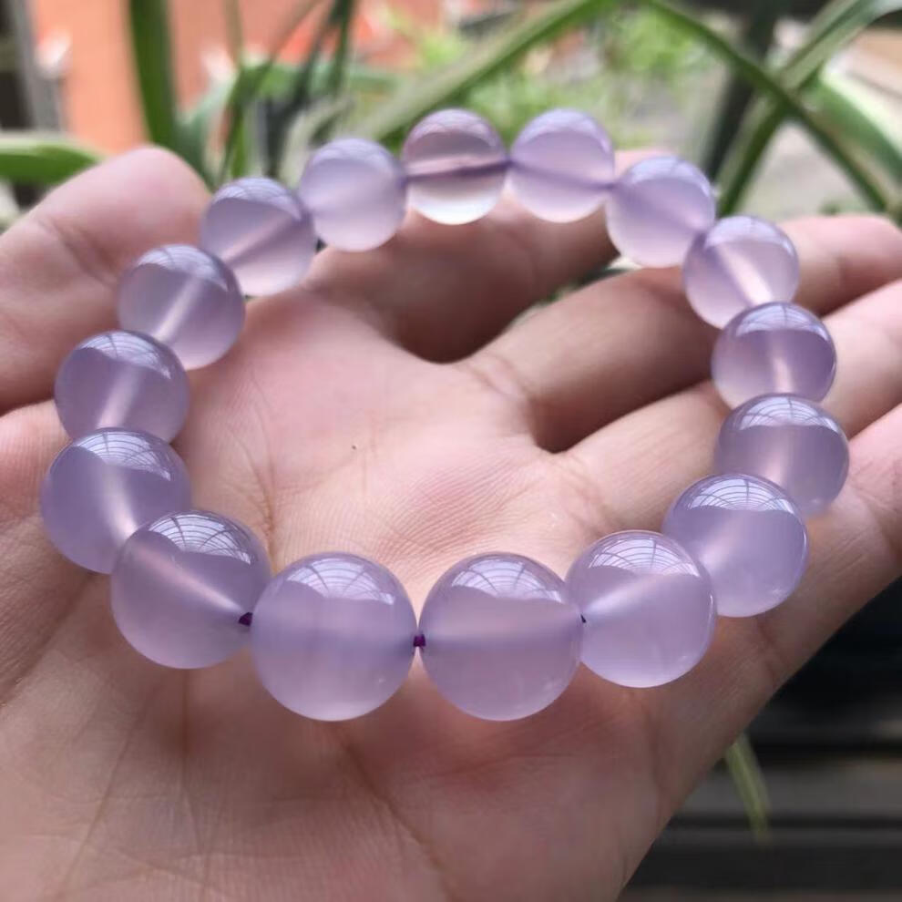 吉裕 天然巴西玛瑙紫玉髓手链 时尚民族风紫罗兰单圈手串 浅紫色约