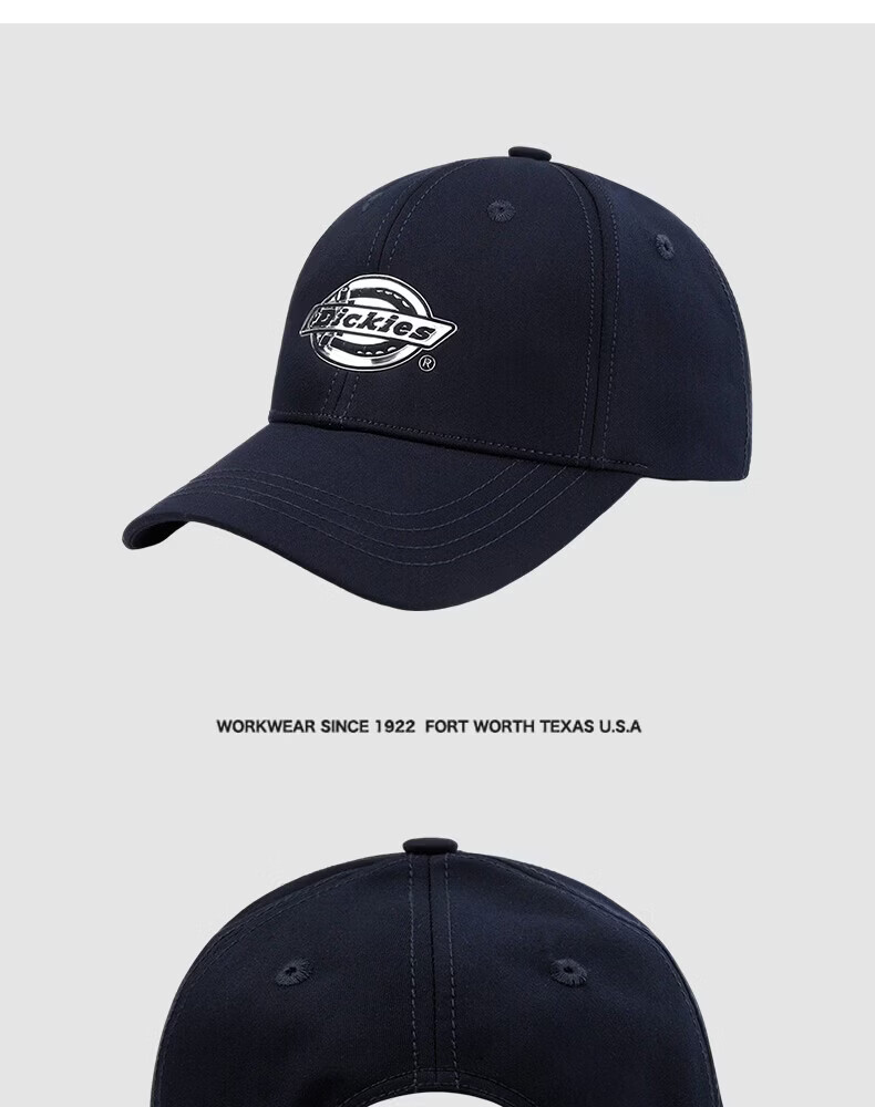 Dickies American Style Hard Top Baseball Cap Unisex Large Head Size Slim Face Deep Brim Four Seasons Sun Protection Duckbill Hat Navy Blue 13