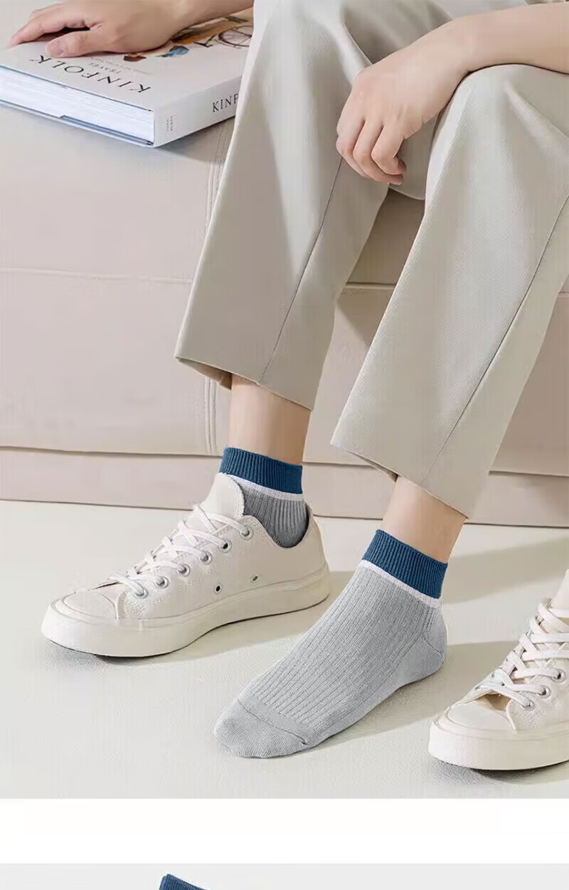 Mian Shisan Men's Short Socks Xinjiang Cotton Summer Thin Antibacterial Deodorant Breathable Low-Cut Ankle Socks 6 Pairs Pack 1