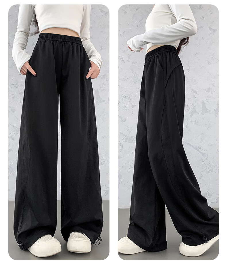 Borui Women's Casual Pants Spring Autumn American Style High Waist Hip Lift Wide Leg Quick-Dry Cargo Pants Straight Leg Sports Paratrooper Pants 26