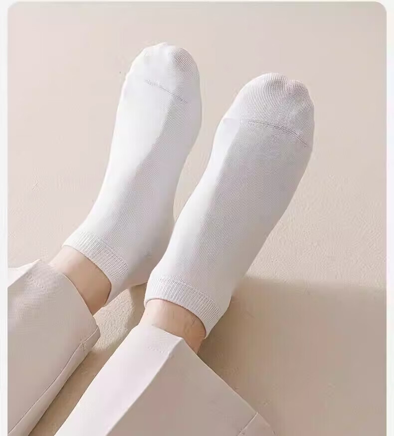 Mian Shisan Men's Short Socks Xinjiang Cotton Summer Thin Antibacterial Odor-Resistant Solid Color Low-Cut Breathable No-Show Socks 6 Pairs Pack 17