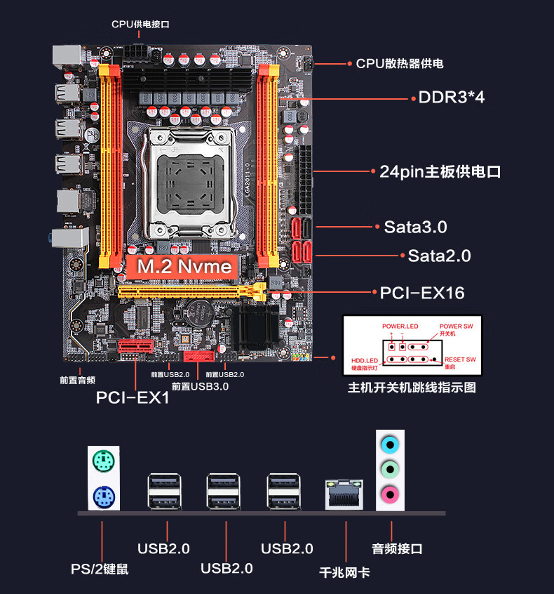 华南x79接线图图片