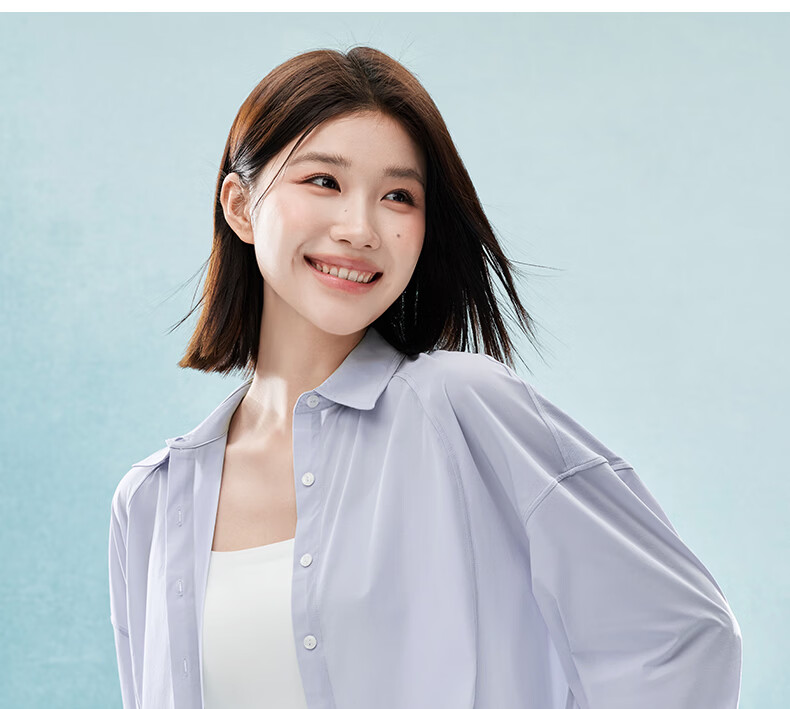 MissWiss Qi Wei Style Women's Loose Fit Breathable UV Protection Shirt Cloud Dance White L 22