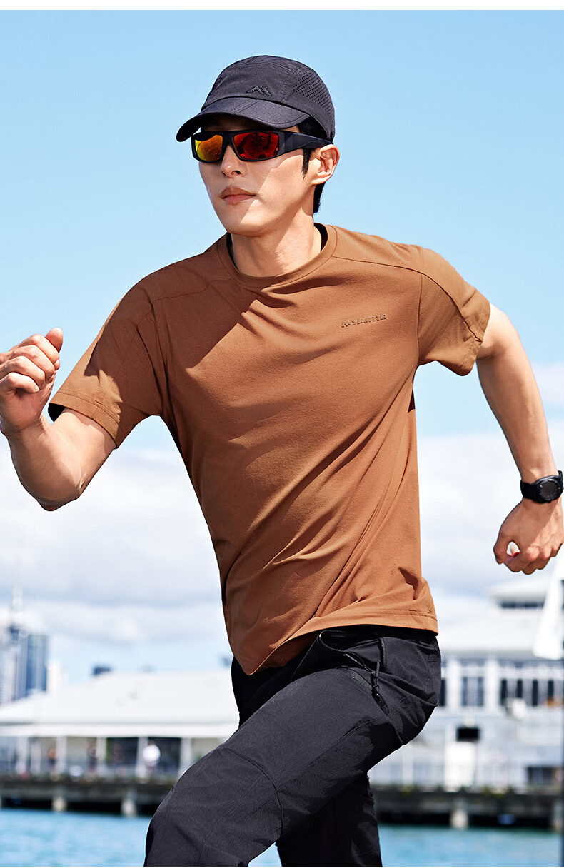 Kolumb Outdoor T-Shirt Summer Men's Quick-Dry Short Sleeve Mesh Sweat-Wicking Moisture Absorption Half Sleeve Crew Neck Sports T-Shirt Tranquil White L 16