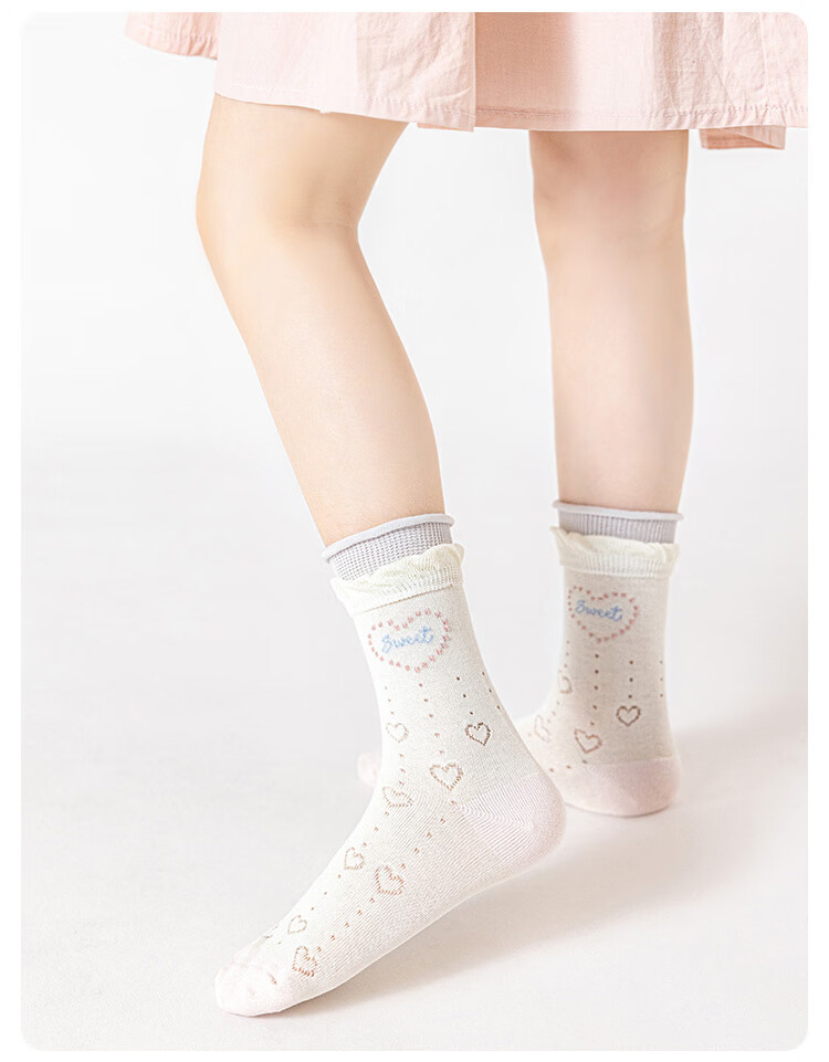 Deesha Princess Pink Summer Mesh Breathable Lightweight Girls Socks A-Class Xinjiang Long-Staple Cotton for Older Girls 10