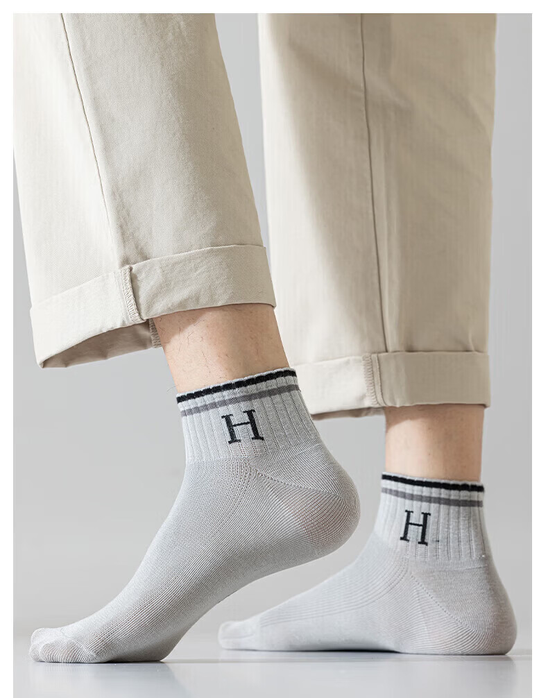 Mian Shisan Men's Short Socks Xinjiang Cotton Spring Summer 10A Antibacterial Deodorant Breathable Youth Trendy Low-Cut Ankle Socks 6 Pairs 17