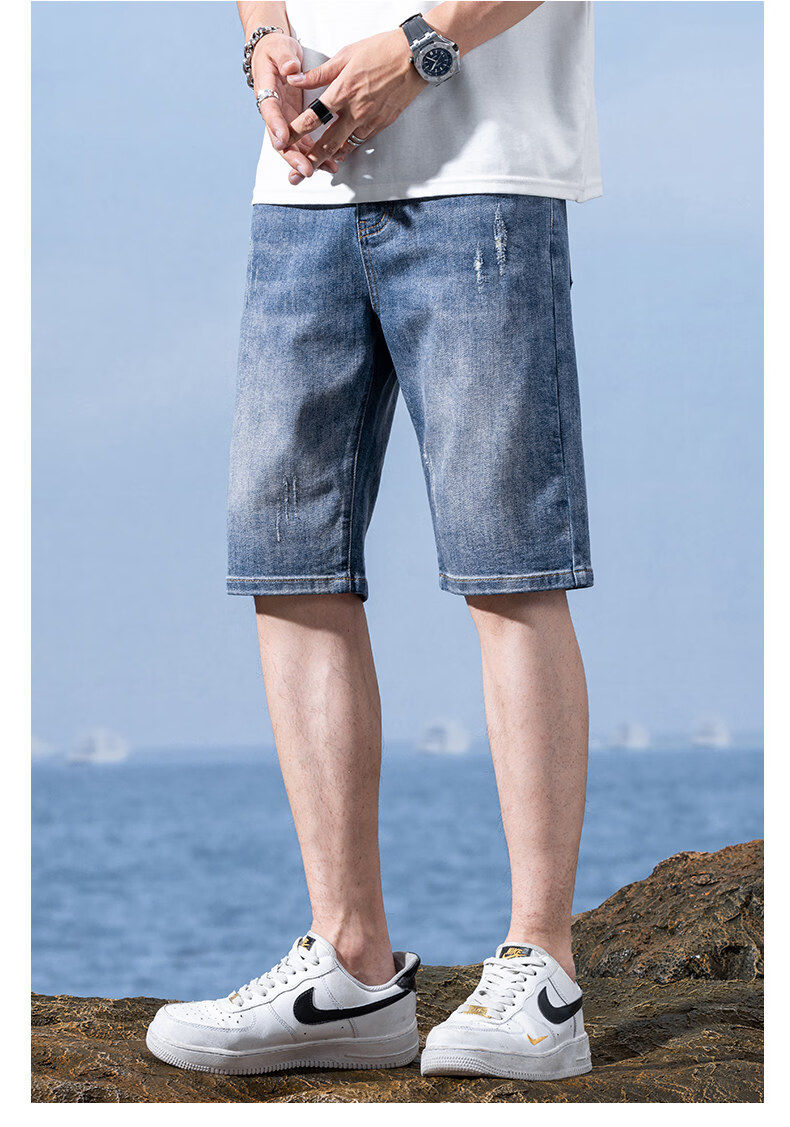 Pierre Cardin Men's Summer Lightweight Loose Denim Shorts Nostalgic Blue Size 30 12