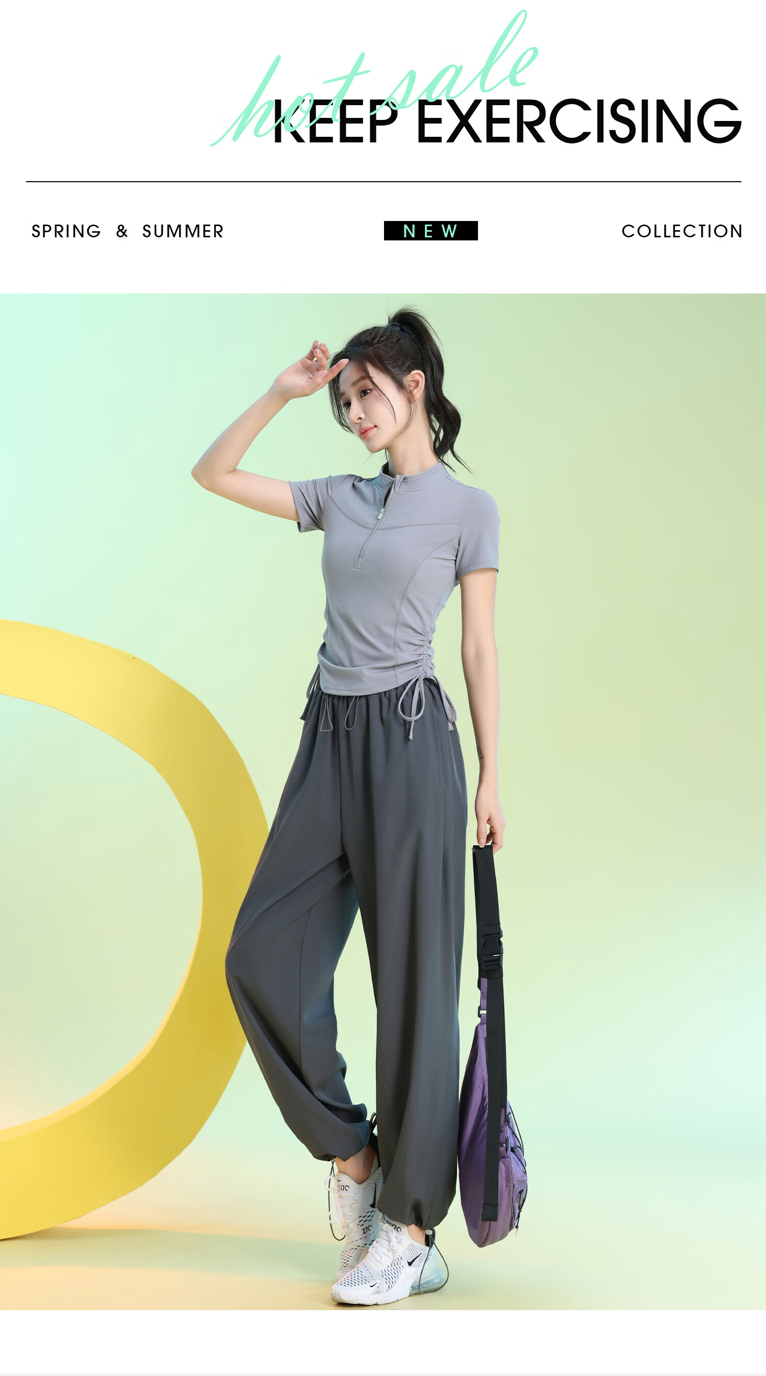 Baisirong Women's Tennis Basketball Short Sleeve Sports Set Running Training Fitness Jump Rope Dance Yoga Wear 1
