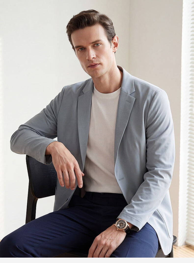 SHANSHAN High-End Sun-Protective Blazer for Men Cool Feeling Mid-Young Lapel Formal Casual Thin Jacket for Dad Father's Day 24