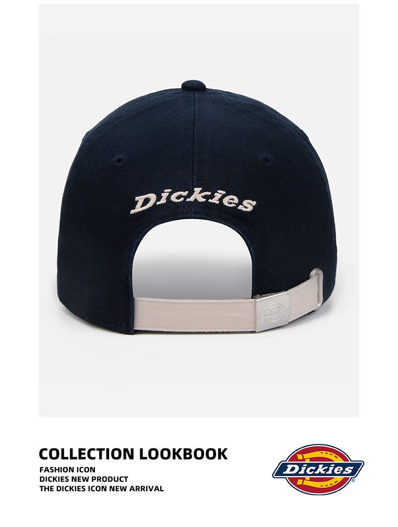 Dickies Embroidered Letter Baseball Cap Soft Top Hat Unisex New Large Head Circumference Slim Face Sun Protection Visor Cap Navy Blue 9