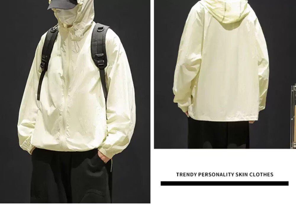 ROMON Men's Ice Silk UV Protection Hooded Sun Protection Jacket Lightweight Summer Skin Jacket 10