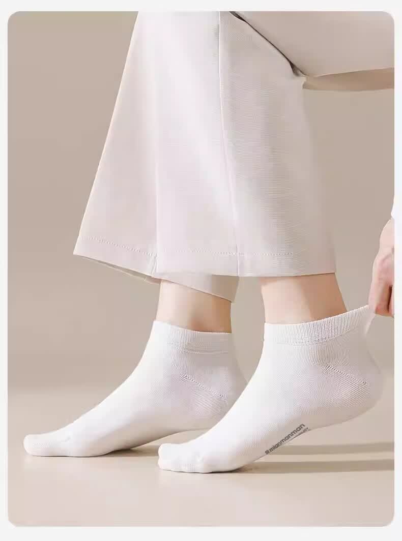 Mian Shisan Men's Short Socks Xinjiang Cotton Summer Thin Antibacterial Odor-Resistant Solid Color Low-Cut Breathable No-Show Socks 6 Pairs Pack 30