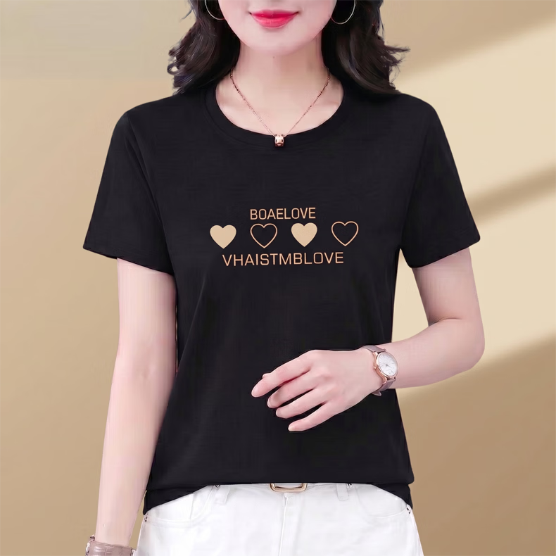 AEMAPE Good Cotton Short Sleeve T-Shirt Women Summer 2026 New Middle-aged Mom Mother's Day Casual Stylish Loose Fit Top 7