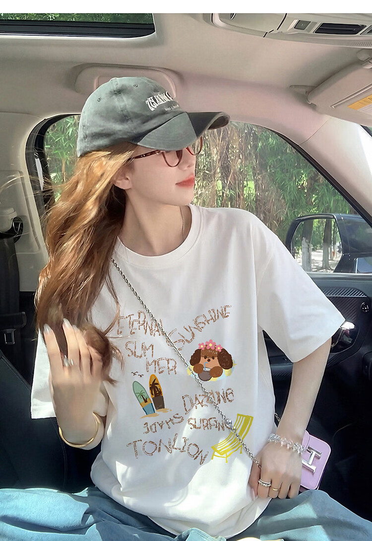 TonLion 2026 Women's Graphic Short Sleeve T-Shirt Loose Casual Versatile Fashionable Youthful High-End Women's T-Shirt 10