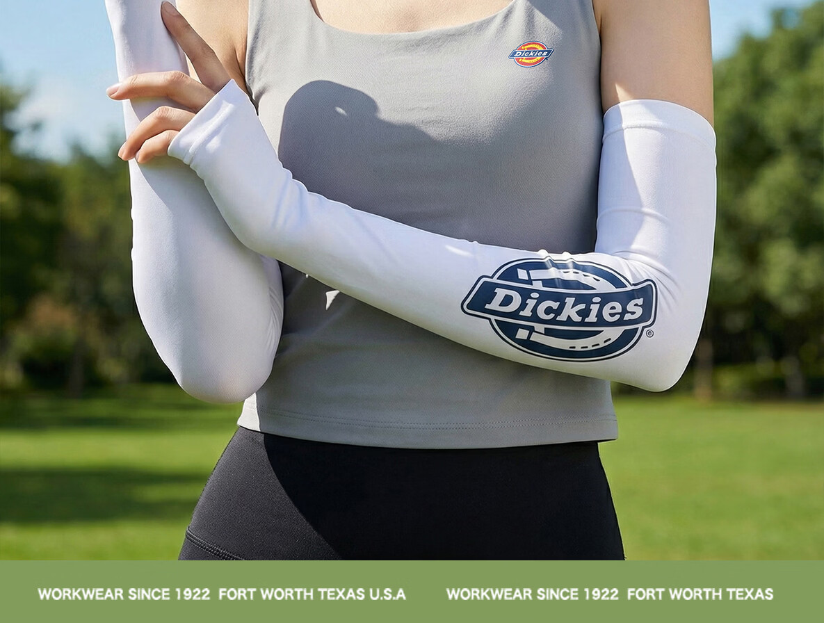 Dickies UPF50+ Sun Protection Ice Silk Arm Sleeves Unisex Summer UV Protection Breathable Cooling Cycling Sleeves White 2
