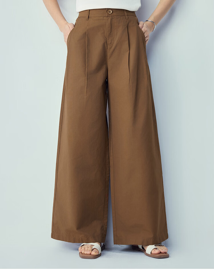 Giordano Women's Pants 2026 Summer Black Technology Cooling Pleated High-Waist Casual Wide-Leg Trousers 05416310 19