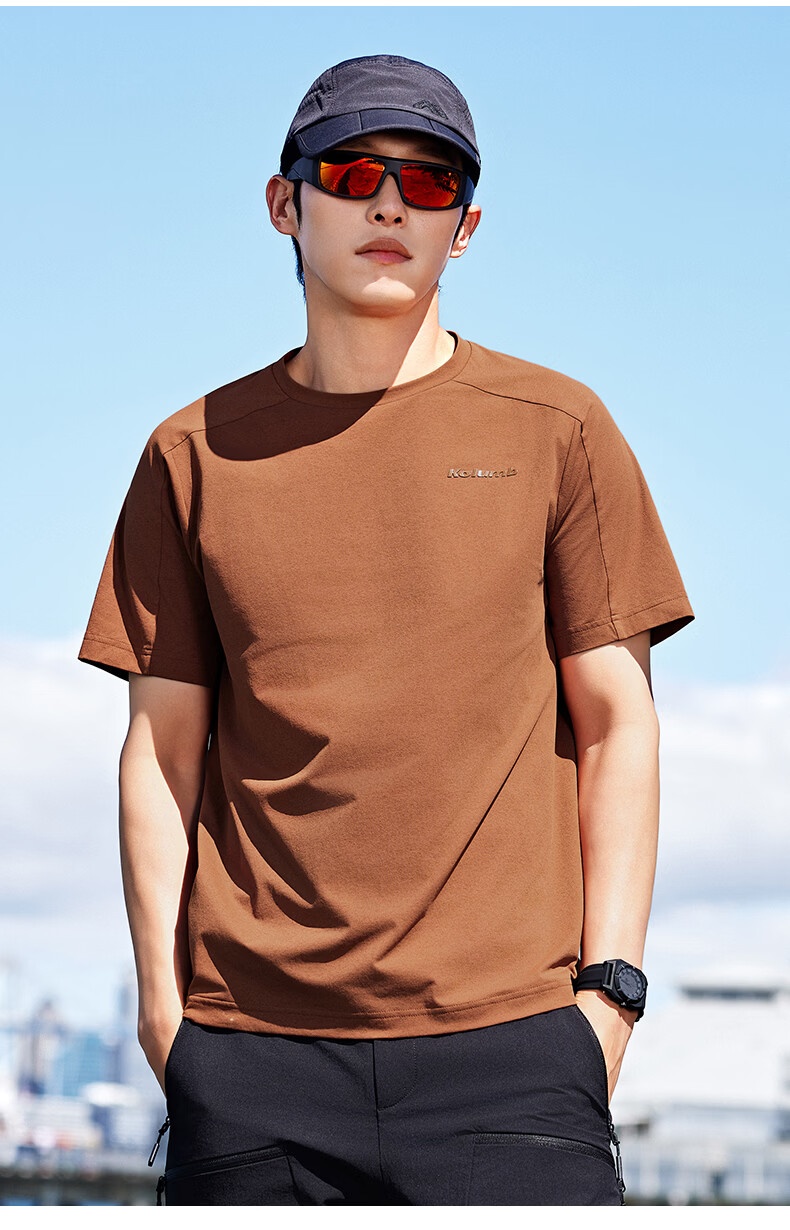 Kolumb Outdoor T-Shirt Summer Men's Quick-Dry Short Sleeve Mesh Sweat-Wicking Moisture Absorption Half Sleeve Crew Neck Sports T-Shirt Tranquil White L 13