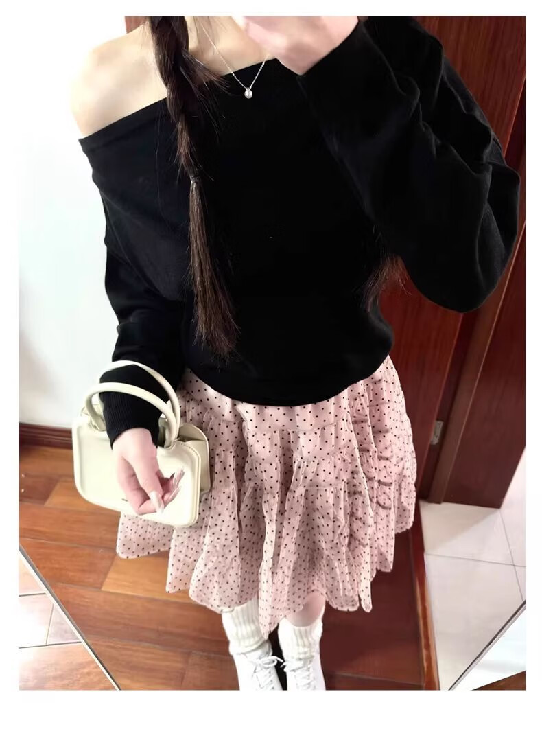 Langsha Pink Polka Dot High-Waist A-Line Mini Skirt Women's Summer 2026 Slimming Puffy Cake Skirt for Petite 14