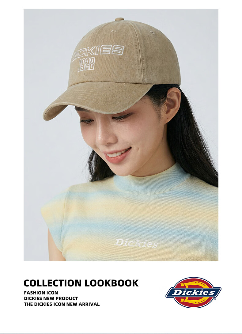 Dickies Vintage Distressed Large Brim Baseball Cap New Unisex Couple Letter Sunshade Duckbill Hat Yellow 10