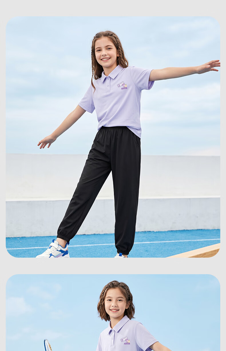 Baleno Boys Summer Set 2026 New Cool Feeling Short Sleeve Polo T-Shirt Two-Piece Quick-Dry Sports Pants for Big Kids 12