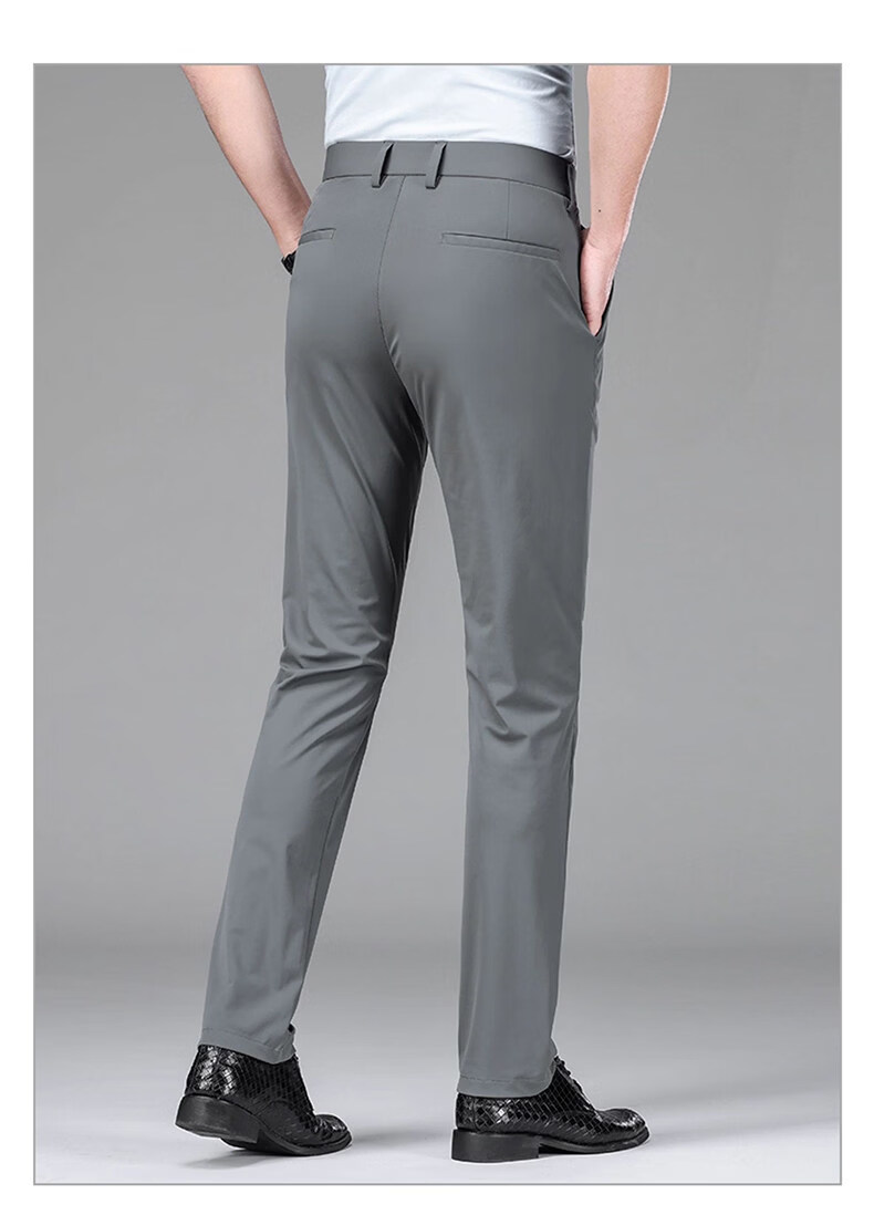 Romon Three-Proof Fabric Ice Silk Men's Casual Pants Summer Thin Straight Loose Trousers Dark Gray Thin 34 15