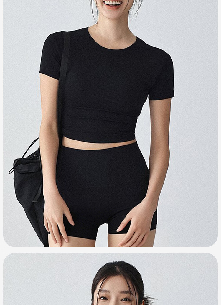 Free Style Backless Sports Top for Women with Semi-Removable Chest Pad, Beautiful Back T-Shirt, Pilates Yoga Short Sleeve Fitness Wear Summer 10