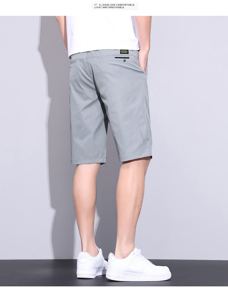 ROMON Men's Ice Silk Quick-Dry Loose Straight Casual Five-Point Shorts Summer Thin Dark Gray Size 29 11