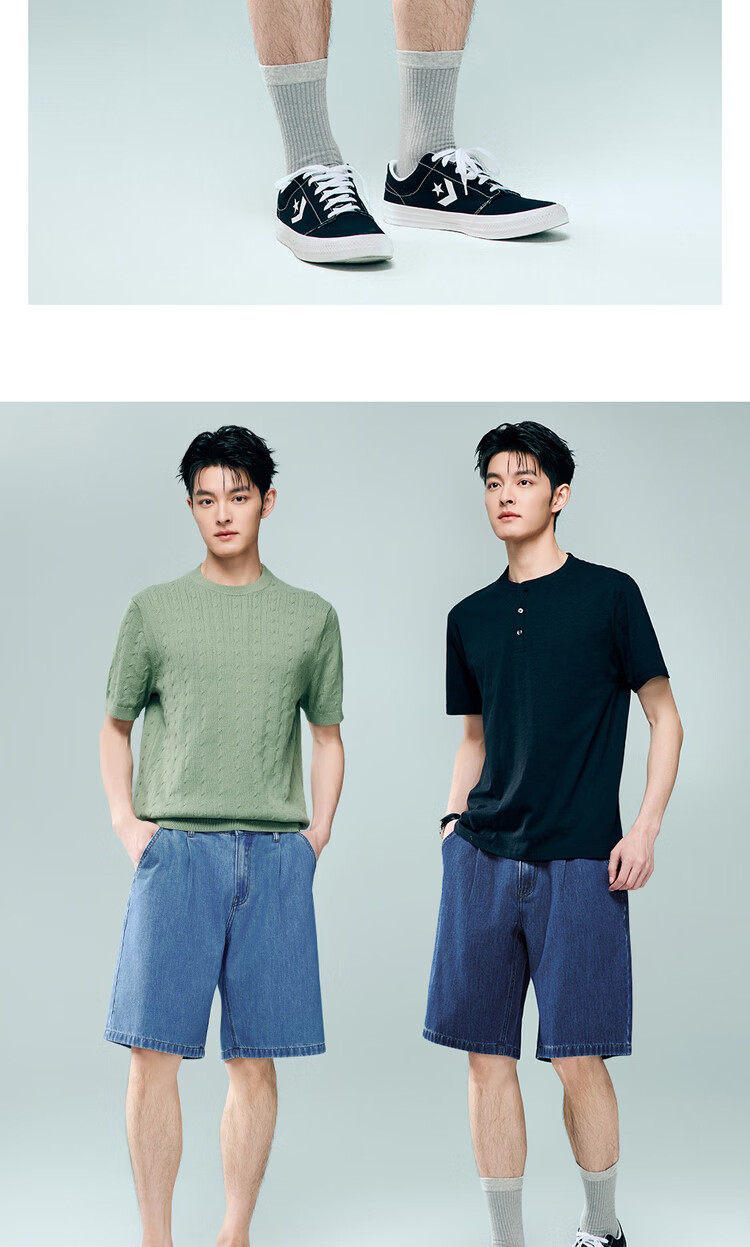 Giordano Men's New Soft Denim Straight Leg Pants Washed Semi-Elastic Waist Denim Shorts 13106306 12