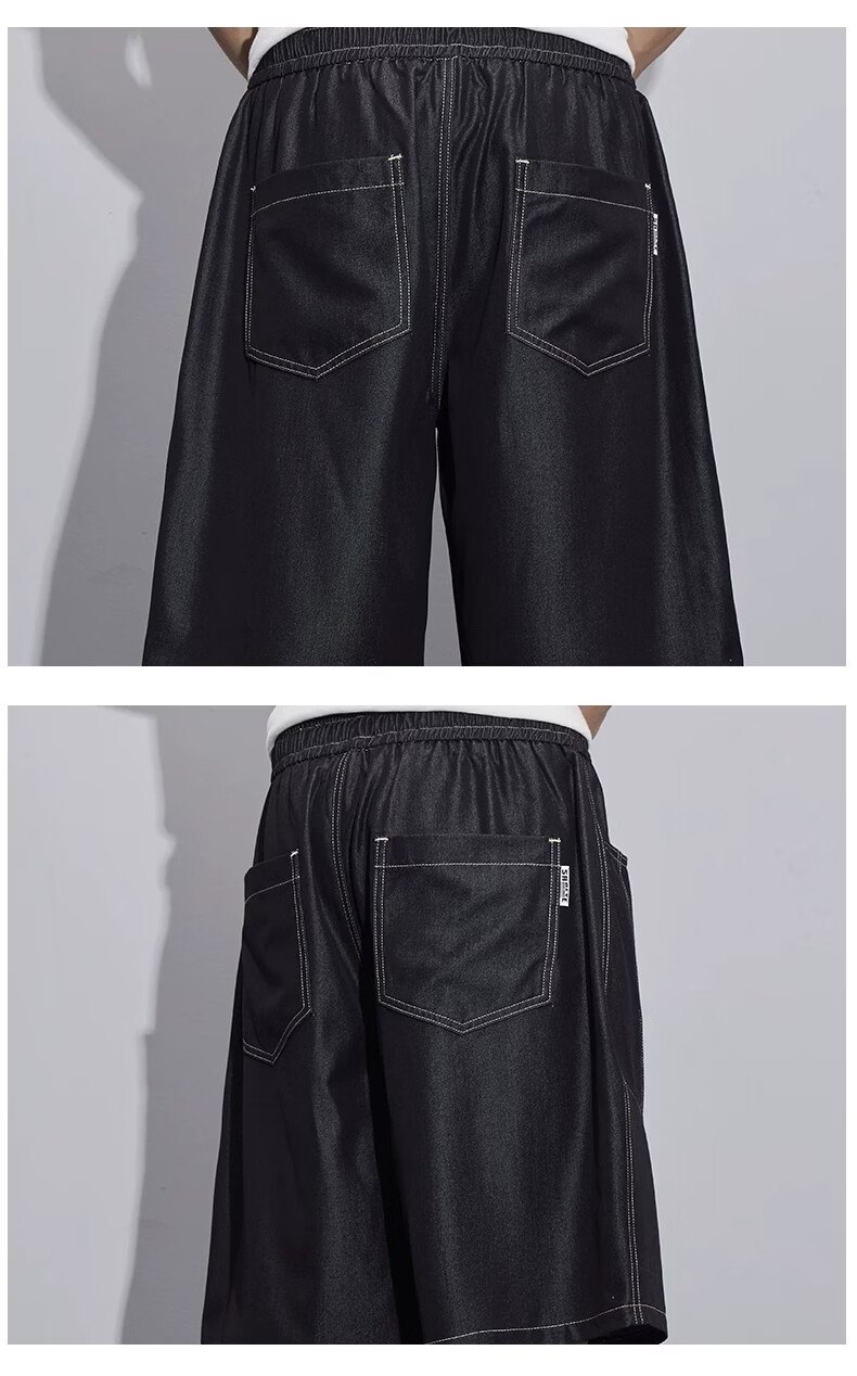 ROMON Men's Ice Silk Denim Shorts 2026 Summer Thin Loose Straight Casual Five-Point Pants 14