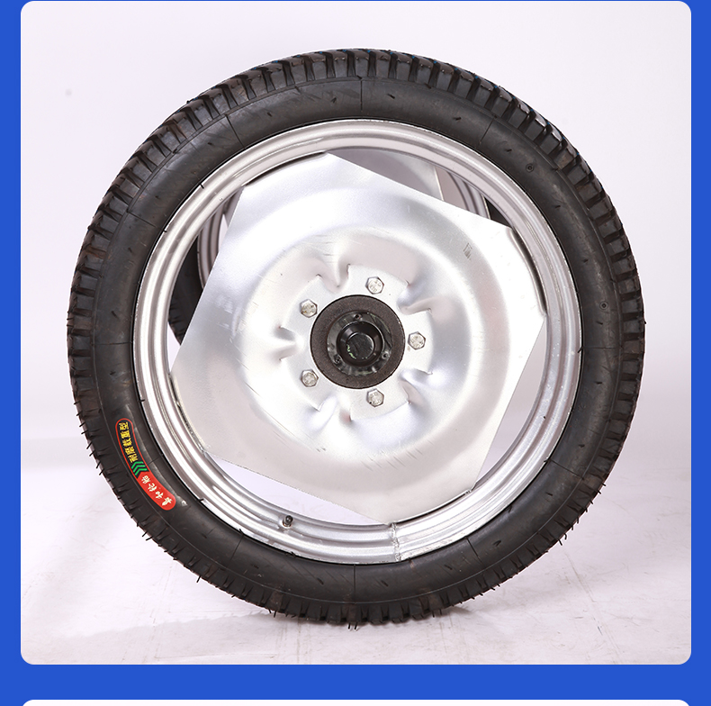 28寸马车轮子带轴500手推车充气橡胶650载重王轮胎拖车轱辘轴承轮桔色