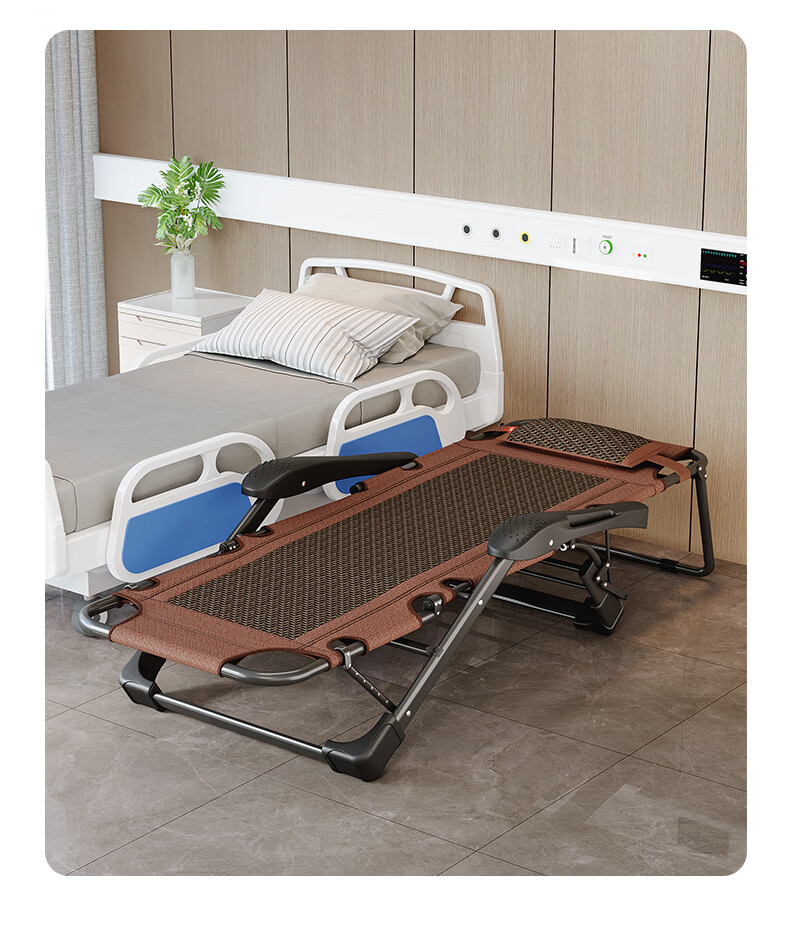 Nanjiren Folding Bed Recliner Office Nap Chair Single Bed Hospital Care Rattan Chair Brown 17
