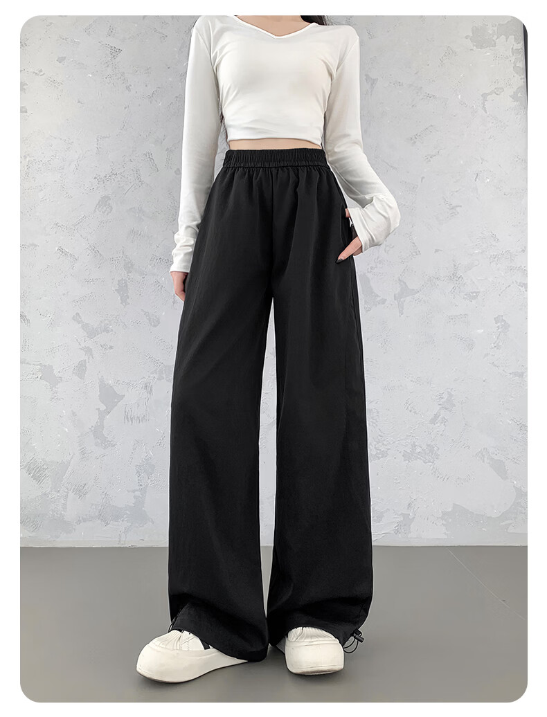 Borui Women's Casual Pants Spring Autumn American Style High Waist Hip Lift Wide Leg Quick-Dry Cargo Pants Straight Leg Sports Paratrooper Pants 25