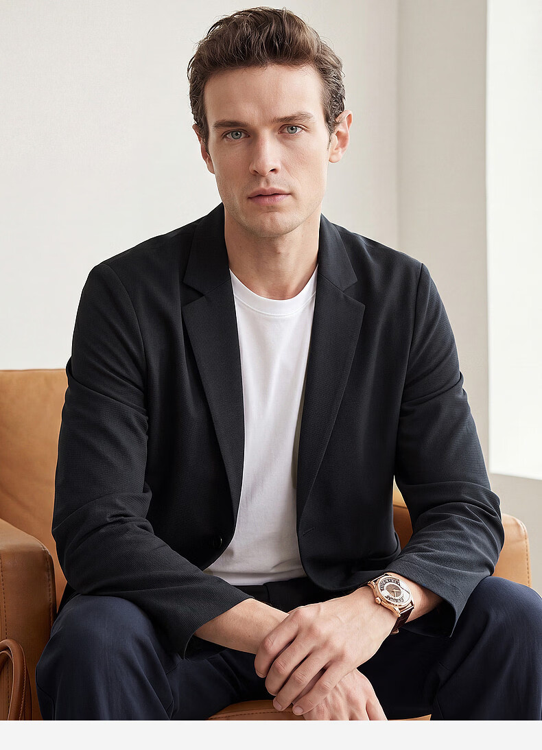 SHANSHAN High-End Sun-Protective Blazer for Men Cool Feeling Mid-Young Lapel Formal Casual Thin Jacket for Dad Father's Day 19