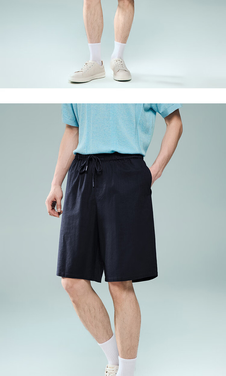 Giordano Men's 2026 Summer New Lyocell Cotton Drawstring Elastic Waist Casual Shorts 13106314 16