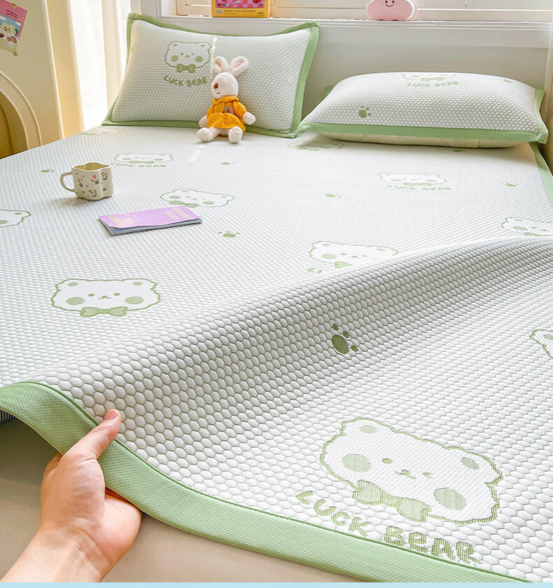 MiiOW Summer Ice Silk Cooling Mat 1.8x2m Ice Bean Cooling Mat Class A Baby-Friendly Double Cooling Bed Sheet Soft Mat Machine Washable 9