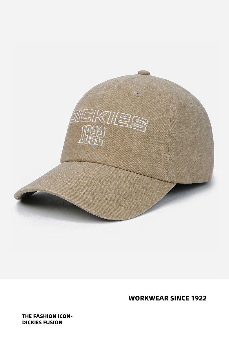 Dickies Vintage Distressed Large Brim Baseball Cap New Unisex Couple Letter Sunshade Duckbill Hat Yellow 12
