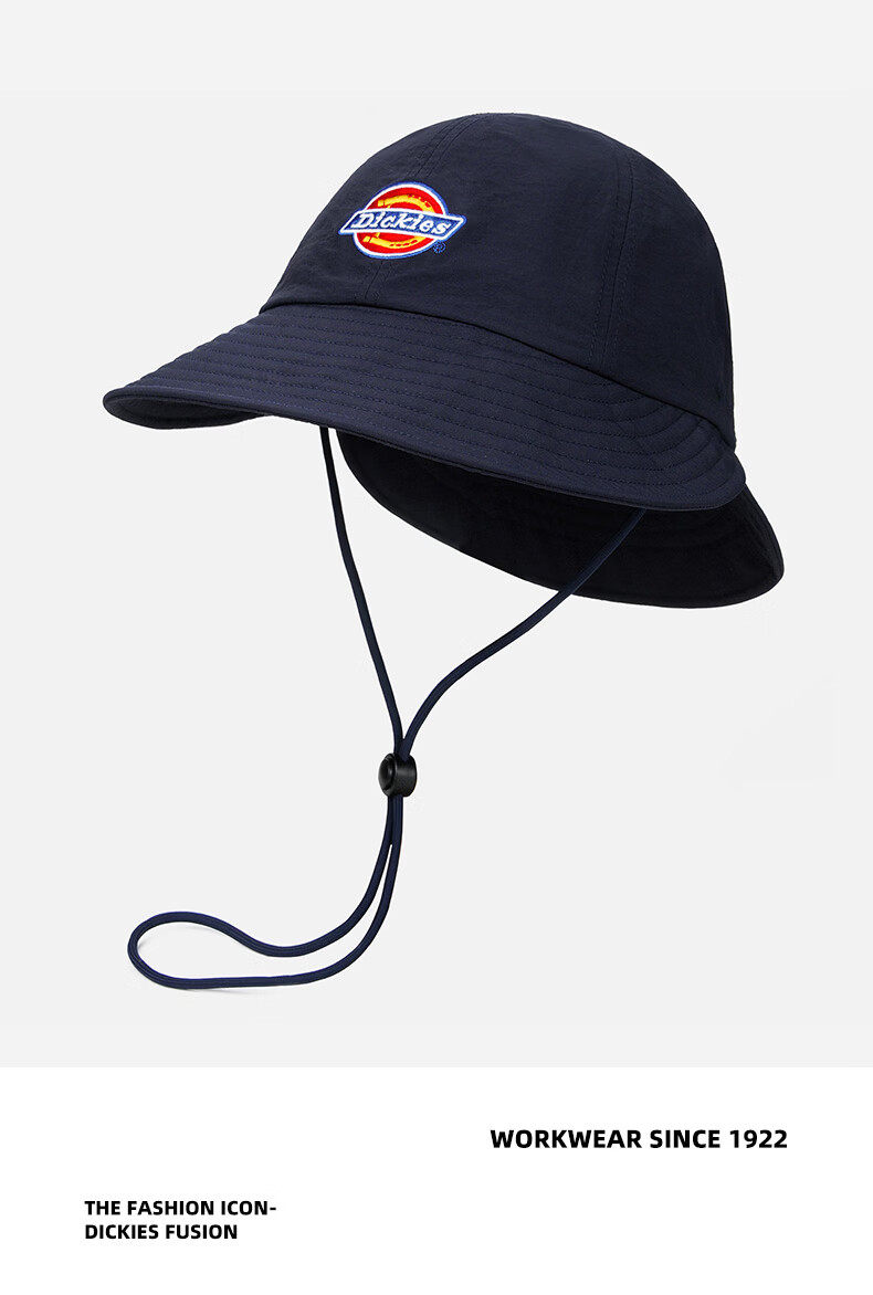 Dickies New Solid Color Double Brim Sunshade Fisherman Hat Unisex Couple Large Brim Breathable Sun Protection Hiking Cap Blue 13
