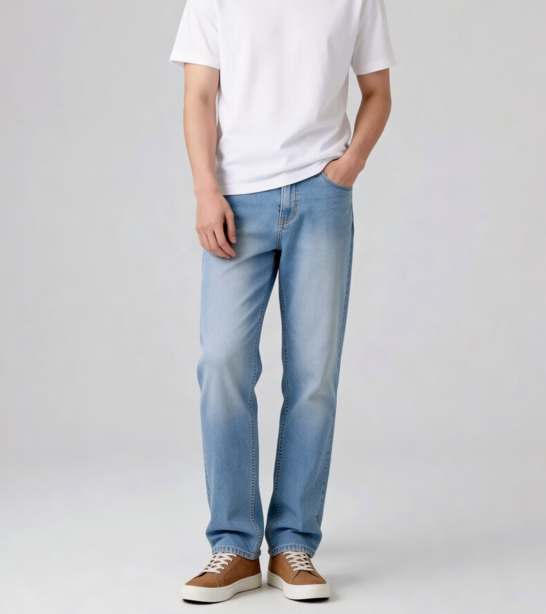 BLAG Tencel Summer Lightweight Lyocell Men's Loose Straight-Leg Jeans JD Self-Operated Pants 26
