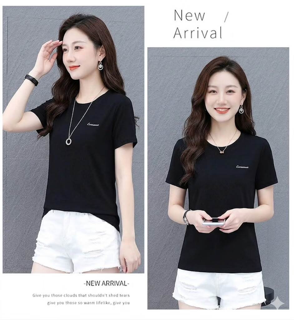 AEMAPE Summer Lightweight Breathable Comfortable Ice Silk Short Sleeve T-Shirt Women Trendy Loose Casual Solid Color Crew Neck Top 20