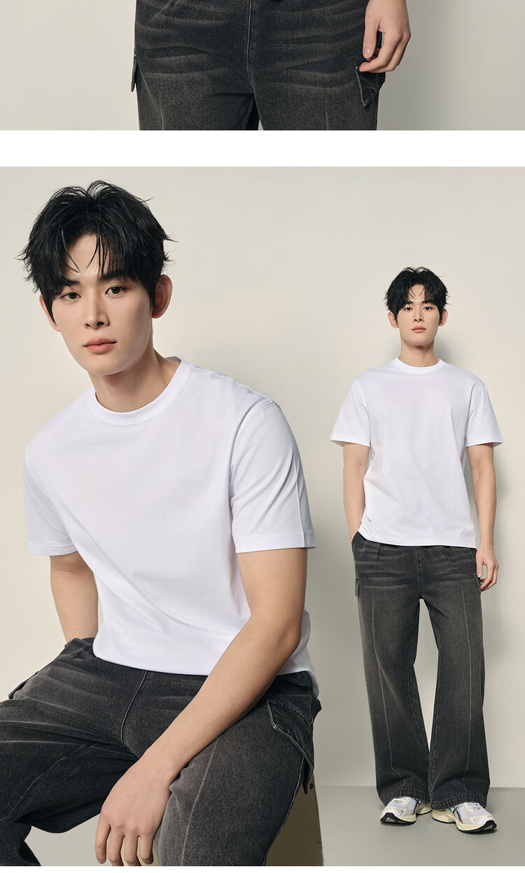 Giordano Korean Style Men's Short Sleeve T-Shirt 2026 Summer Solid Color Crew Neck Casual Top 01026528 19