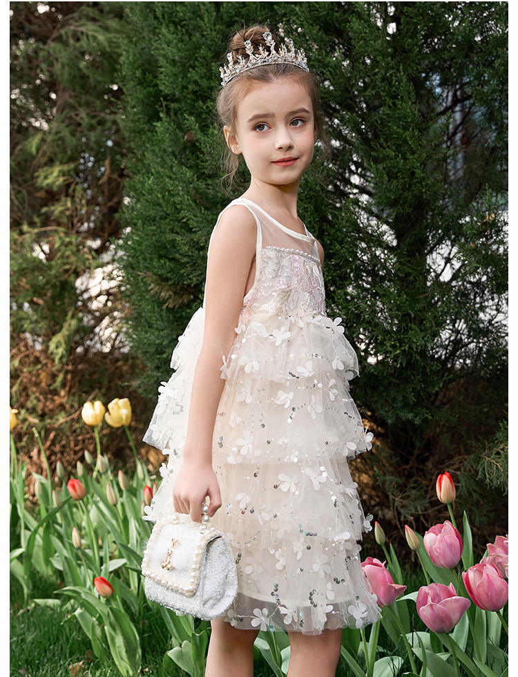 Disney Elsa Princess Dress Girls Summer 2026 New Stylish Children's Clothing Kids Dress 13