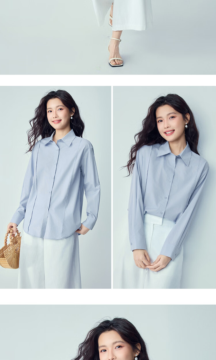 Giordano 2026 Spring New Pure Cotton Solid Color Distressed Loose Fit Casual Workwear Women's Long Sleeve Shirt 13346120 15
